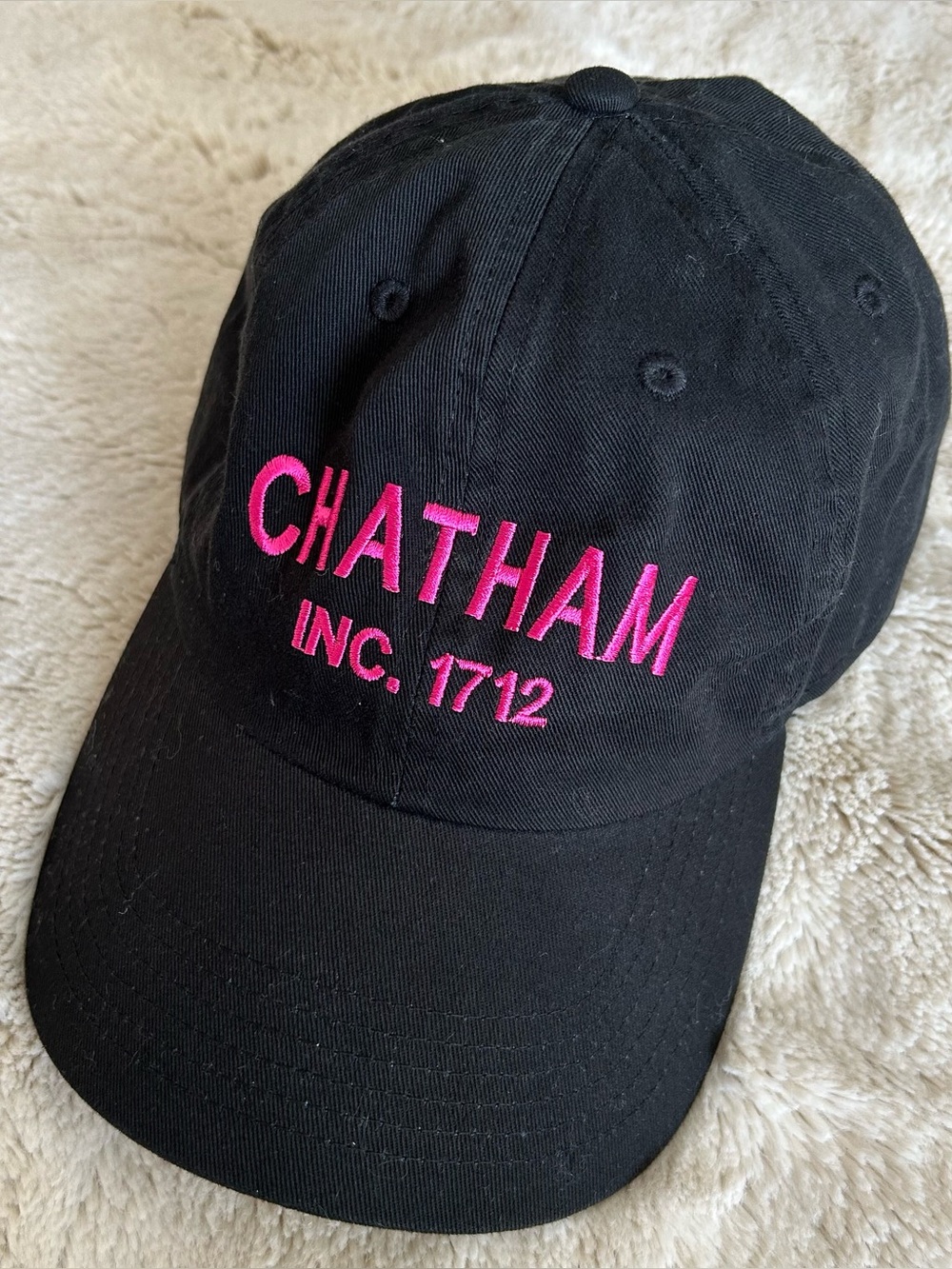 Newhattan Chatham, MA Cotton Hat Baseball Cap Adjustable Black and Pink NWOT